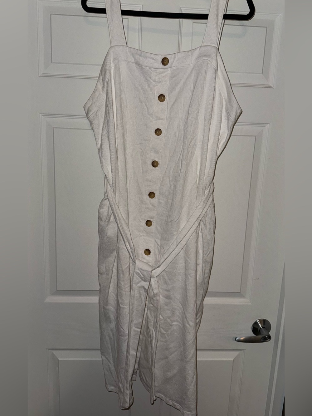 Plus Size White Button-Front Strap Dress